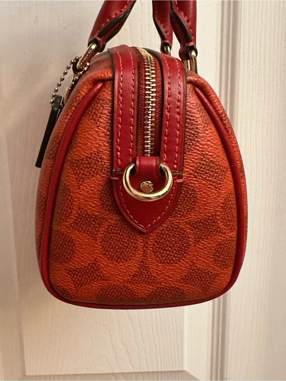 Coach Red Signature Mini Satchel with Gold Hardware